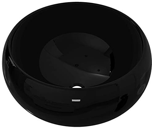vidaXL Lavabo Redondo Cerámica Negro 40x15 cm Lavamanos Lavatorio Grifo Baño