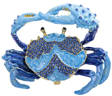 YU FENG Crab Jewelry Trinket Boxes Hinged Animal Jeweled Trinket Box Decorative Crab Collectible Figurine