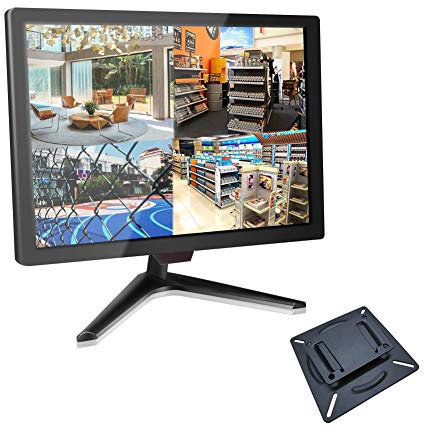 19 Pouces Ecran Video Surveillance, CCTV Moniteur 1600x900 avec BNC/YPbPr/VGA/HDMI/Sortie Audio, Écran LCD TFT pour Systèmes de Sécurité Domestique Caméra STB DVR NVR (VESA Montage Mural)