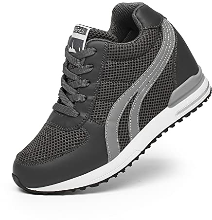 AONEGOLD Kilskor för kvinnor sneakers höga sneakers vår/sommar kilklack 7 cm, 398 Dgrå, 35 EU