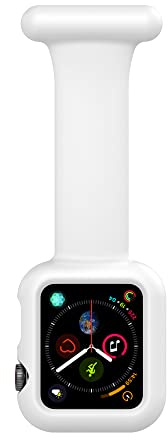 Makzib Fob für Apple Watch für Krankenschwestern, Ärzte, Sanitäter, Silikon Pin Fob, 2 in 1 Infektionskontrolle Design Kompatibel mit iWatch Serie 7, 6, SE,5,4,3,2,1, weiß, 42/44/45mm