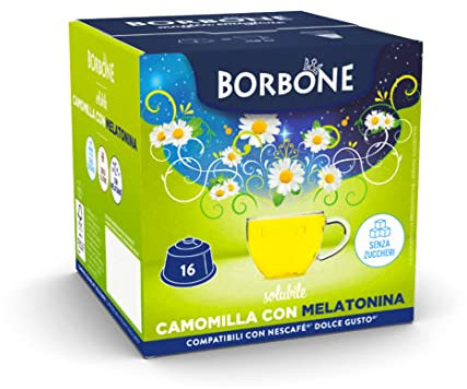 Caffè Borbone Camomilla con Melatonina - 64 capsule (4 confezioni da 16) - Compatibili con le Macchine Nescafè* Dolce Gusto*