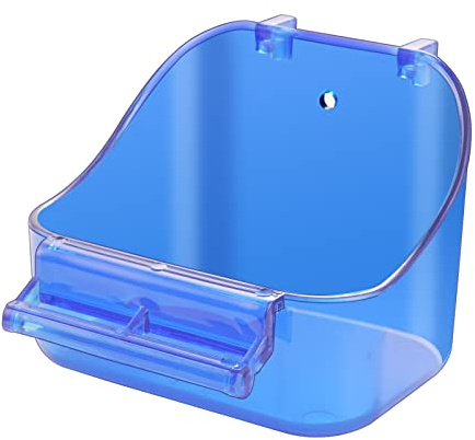Acrylic Hanging Bird Bath Bird Caged Parrot Bathing Tub, Bird Cage Accessory Bathing Tub Bath for Small Brids Parakeet Canary Budgerigar Lovebirds (with Fixing Screws)(1PCS Blue)