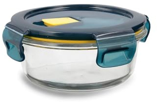 Quid Astral Frischhaltedose, rund, aus Glas, 14 x 14 x 6 cm, 40 cl, Blau