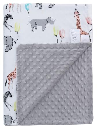 LAT Babydecke Kinderdecke mit Minky - Kuscheldecke Baby Krabbeldecke Kinderwagen Decke Unisex Baby Decke für Neugeborene Kinder, Babydecke Frühling Sommer (Balloon Elephant, 110 x 150 cm)