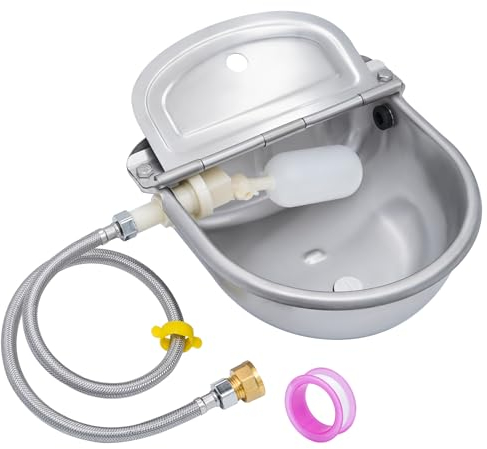 MUYIRTED Pferdetränke Mit Schwimmerventil 1/2 Zoll, Automatischer Tränkebecken Aus Edelstahl Für Rinder Und Schafe, Wasserraufe Ziegen, Pferde Zubehör, 80cm Wasserrohr