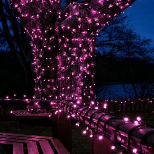 Festive Lights - ConnectPro® 5m / 16ft Outdoor Pink 40 LED String Fairy Lights - Connectable, IP65 Waterproof, Heavy Duty Black Rubber Cable | Christmas, Garden, Commercial Lighting (with Plug)