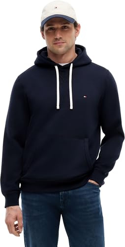 Tommy Hilfiger Sweat à Capuche Homme Essential Fleece Regular Fit, Bleu (Desert Sky), L