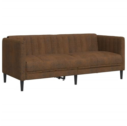 vidaXL Sofá de 2 Plazas, Asiento de Relax con Respaldo Reposabrazos, Sillón Tapizado de Televisión, Mueble para Salón, Cuero Sintético de Ante Marrón
