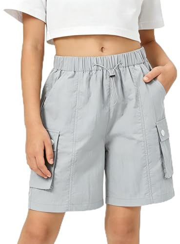 Rolanko Flickor Sommar Aktiva Sportshorts Cargo Shorts Barn Gym Korta Fallskärmsbyxor, Ljusblå, 11-12 �r