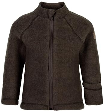 Mikk-line Walkjacka | OEKO-TEX standard 100 | Babyjacka med dragkedja för baby och barn | 95 % ull – 100 % mulesingfri merinoull | för flickor och pojkar | vändbara manschetter, Mörkbrun melerad, 98