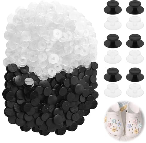 Botones de plástico con hebilla, 200 unidades, color negro y transparente, accesorios para niños, pulseras para zapatos, accesorios de espalda