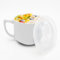 Zinueen Bols à soupe avec poignée - Grand bol à soupe avec couvercle - 900 ml - En céramique - Pour micro-ondes et table - Blanc