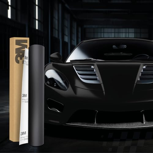 Lámina de Car Wrapping 3M 2080 30 x 152 cm Lámina Autoadhesiva para Coche Motocicleta Barco Lámina Protectora de Pintura 3D con Canales de Aire para Forrar (M22 Negro Profundo Mate)