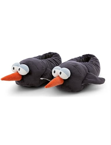 NICI Zapatillas de estar por casa Pingüino Jorge Thunder, 36-39 (M), gris, cálidas, de pelo, para niños y personas adultas, con diseño de animal y suela antideslizante - 62449