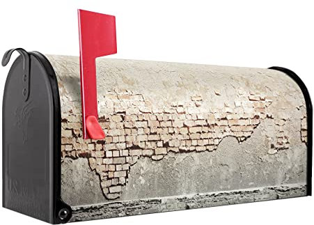 banjado® Amerikanischer Briefkasten - US Mailbox/Letterbox mit Motiv Baulücke 51x22x17cm - Postkasten Stahl aus Amerika – Briefkasten amerikanisch schwarz pulverbeschichtet
