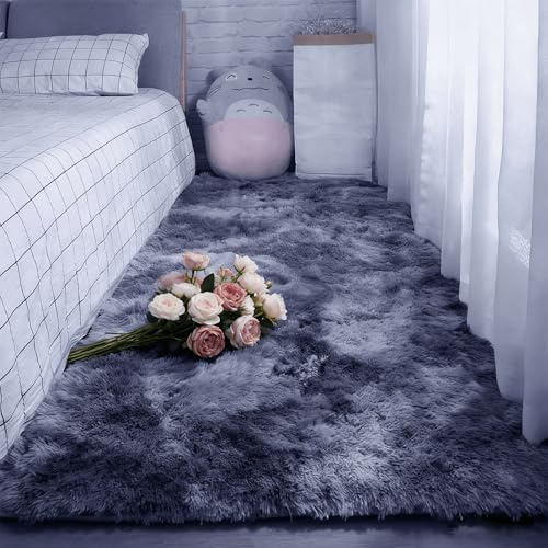 Mjuk Matta 200 x 230 cm Bekväm Sovrum Sängmatta Lyxig för Vardagsrum, Sovrum, Barnkammare, Sovsal, Mörkgrå