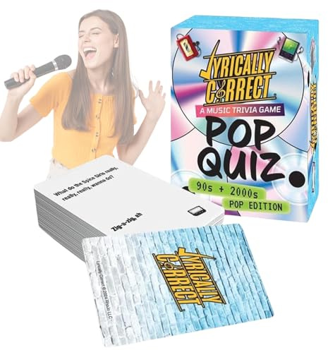 Jeu de Quiz Musical des Années 90 et 2000 : Devinettes Musicales Amusantes sur le Thème des Paroles de Chansons, Jeux de Mémoire pour Amis et Famille, 150 Cartes pour Tester vos Connaissances