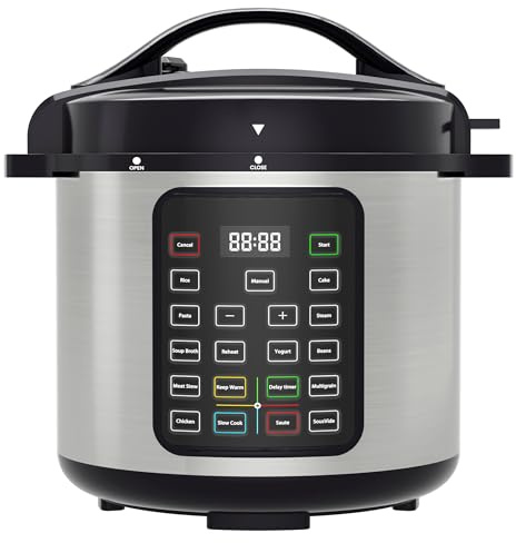 NEWBULIG 8 Quart Electric Pressure Cooker, Stainless Steel Multi Cooker Pressure, 12-in-1 Slow Cooker for Rice, Meat Stew, Porridge, Multigrain, Steam, Yogurt Maker