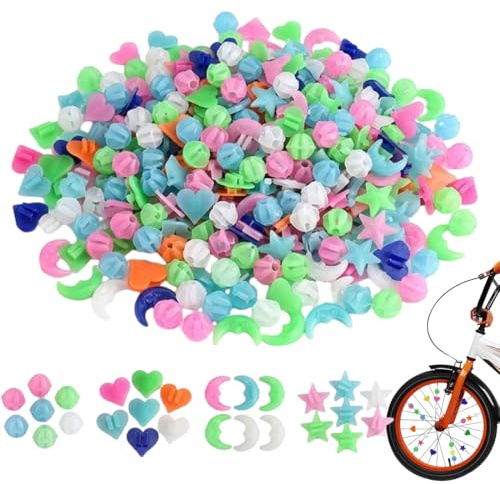 YIPFEN 144 Pezzi Accessori Bici Bambini, Decorazioni per Raggi Bicicletta, Riflettenti Clip Raggi, Perline per Raggi per Bambina e Bambino (Colorate)