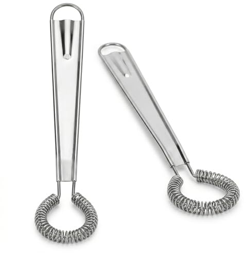 Conjunto de 2 Batidores de Cocina de Acero Inoxidable, Batidora de Mano Pequeña de Acero Inoxidable para Salsas y Café, Mini Varillas Manuales de Resorte para Batir Huevos y Leche