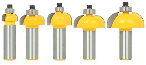 Gasea 5pcs 1/2 Inch Shank Cove Router Bit Set, Woodworking Edging Molding Cutter Bits for Furniture - Radius 1/2, 3/8, 5/16, 1/4, 1/8