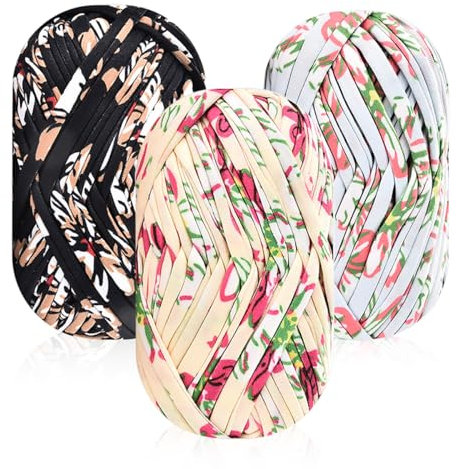 iSuperb 3PCS T-Shirt Yarn, Soft Elastic Fabric Cloth Knitting Yarn for Crochet, Knitting, Hand DIY Crafts, Carpet Making & Crochet Fabric Ribbon