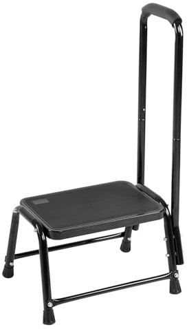 Leekpai Step Stool with Handle for Adults，Seniors Heavy Duty Holds 350 lbs.Stepping Stool for Elderly Adults, Attractive Black for Kitchen