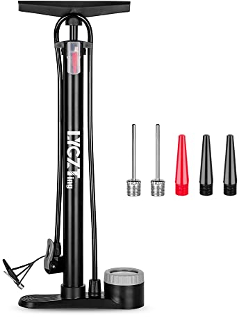Bike Standpumpe, LYGZTing Tragbare Fahrrad Reifenpumpe Fahrrad-Standpumpe mit Manometer，Fahrradpumpe Hochdruck 160 PSI, passend für Schrader und Presta-Ventil