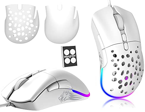 ZIYOU LANG Mouse da gioco cablato LED RGB con 12000 DPI ad alta precisione 7 pulsanti programmabili ergonomici per PC/Mac/laptop/computer - bianco