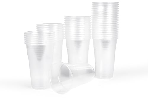 Inoverse 200 Stück Plastikbecher Trinkbecher, 0,5 L Transparent Ausschankbecher, Partybecher Kunststoff, Plastik Becher, Partygeschirr, Bierbecher, Wasserbecher