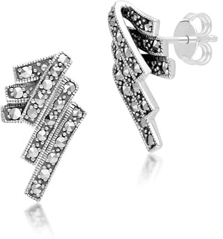 Gemondo USA 925 Sterling Silver Art Nouveau Zigzag Shape Stud Earrings