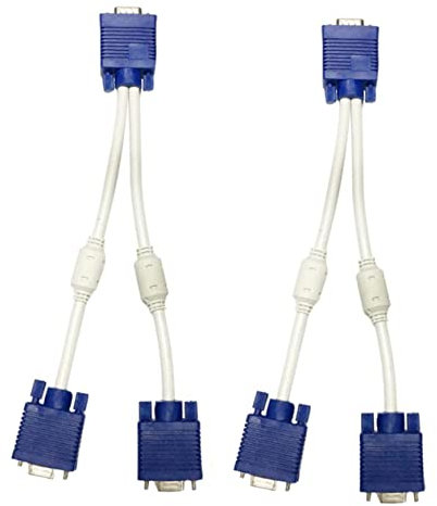 CIYODO 2pcs Vga Video Cable Out Adapter for Monitor Console Male to Dual Female Video Splitter Adapter Cable Display Duplicate Device
