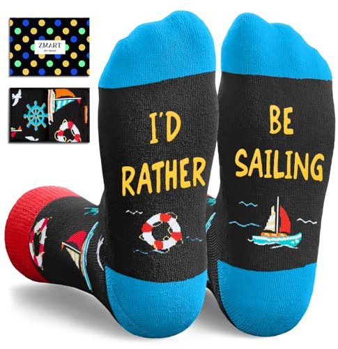 Zmart Sailing Gifts - Funny Boating Gifts for Men Lovers Boater, Sailing Socks for Sailors Boat Owners Captain