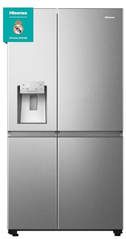 Hisense RS818N4TIC Frigorífico Americano Side By Side, Class C, 632L, Alto 179.5 cm x Ancho 91 cm, Color Inox, Multi Airflow, Congelamiento Rápido, Dispensador de Agua y Hielo, Tecnología Inverter