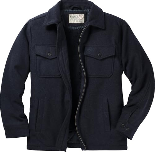 Legendary Whitetails Mens Wool Blend Jacket Insulated Berber Lined Coat, Navy Heather, XL