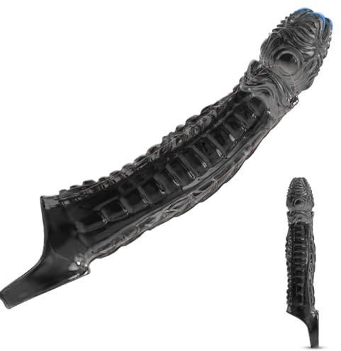 AMZII 22cm Gaine Gaines de Pénis pour Homme - Gode Manchon Penis Sex Toýs Couple,Gaines pour Pénis Pompes à Pénis Extenseur Pénien avec Anneau Penien Cock Ring Testiculaires (Noir)