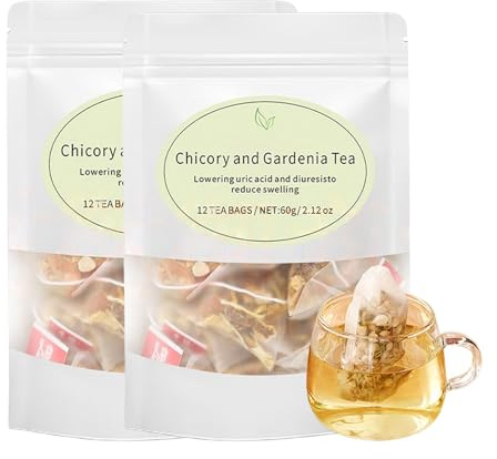 Chicory And Gardenia Tea Bags - 12 Count for Gentle Cleansing & Body Nourishment, Caffeine-Free Blend With Cassia Seed, Dandelion (2pcs)