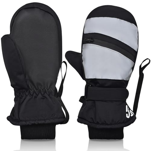JNUYISW Guantes de Esquí para Adultos, Impermeable Manoplas Termicos Invierno Pantalla Táctil Guantes Nieve Cinco Dedos Internos Ligero Antideslizante Manoplas para Snowboard Ciclismo (Negro, M)