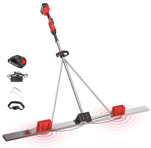 KPOUYYDS Massetto Vibrante 21 V, vibratore Elettrico per calcestruzzo, 6000 Giri/min, Acciaio Inossidabile da 59 Pollici, Batteria 7500 mAh con autonomia 3 Ore 180cmDualmotormodel-1battery