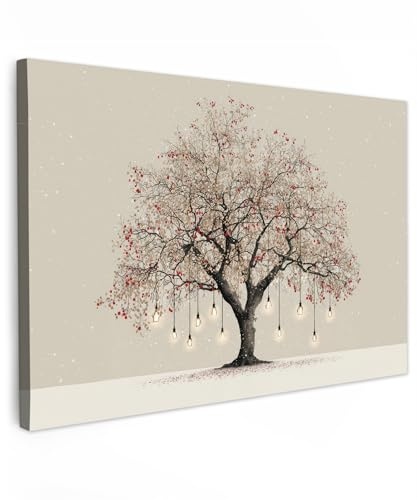 MuchoWow© Quadri Camera Da Letto 120x80 cm Stampe Da Parete Quadro Su Tela Moderni Regali Decorazioni Natilizie Foto Murali Soggiorno Quadretti Casa Muro Albero luminoso - Inverno - Natale