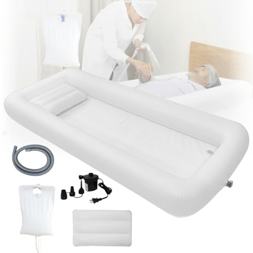 Vasca Da Bagno Gonfiabile,Vasca Per Doccia,Set Doccia Con Vasca Da Bagno Gonfiabile,Sacca Per l'Acqua e Pompa Ad Aria,Adatto a Persone Con Disabilità,Anziani e Pazienti Allettati,Portatile(Bianco)