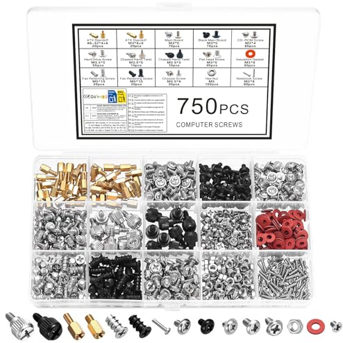 750 Pcs M.2 Screws, SSD Mounting Screws Kit, Motherboard Standoffs, Computer PC Case Screwsset for HDD Hard Drive CD-ROM Fan Case Laptop Notebook DIY & Repair PC Parts