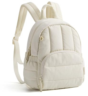 Bagsmart Lite damryggsäck, tampong, stadsryggsäck, vadderad ryggsäck, vattentät, mini vardagsryggsäck, skolryggsäck för fritid, resor, skola,, Beige, 24 x 11 x 31 cm, Avslappnad