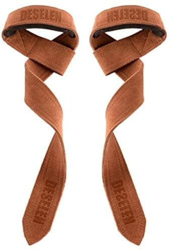 Deselen Correas de cuero para levantamiento de pesas con forro de esponja suave y grueso, bucle para la muñeca, entrenamiento de gimnasio, excelente agarre, correas de peso muerto, ideales para