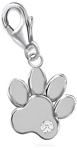 Goldene Hufeisen Tierpfote Charm Anhänger Zirkonia Stein 925 Silber für Bettelarmband Charmkette