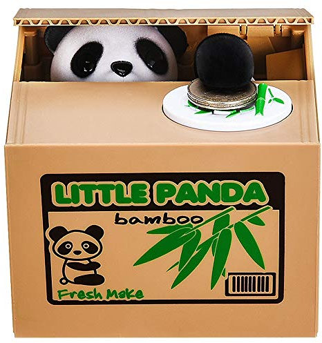 Panda Money Box, Piggy Bank for Kids/Adults, Automatic Stealing Coin Money Bank with Upgraded Clear English Voice (Panda)
