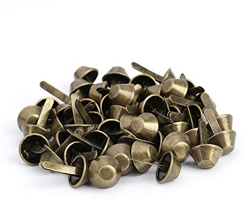 50PCS Bolso de perno prisionero inferior de placa Pies Bolsa de metal plano Pies Pernos de cono Espiga de hongo Monedero de remache Pies Espiga Cabezas remaches para cuero(15mm-Brass)