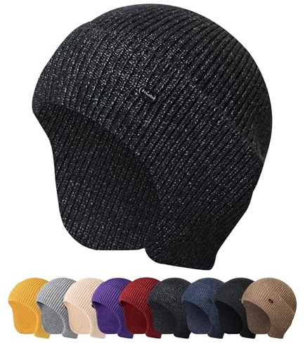 HiRui Knit Beanie Winter Hats Ear Covers for Men Women Kids-Warm Daily Headwear (Dark Gray)