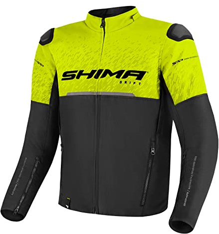 SHIMA DRIFT Motorrad Jacke Herren mit Protektoren AIRFORCE Rückenprotektor Motorradjacke Sommer Schulter Protektor Ellbogen Textiljacke Schutzjacken Protektorenjacke Stadt (Männer, Fluo, XXL)
